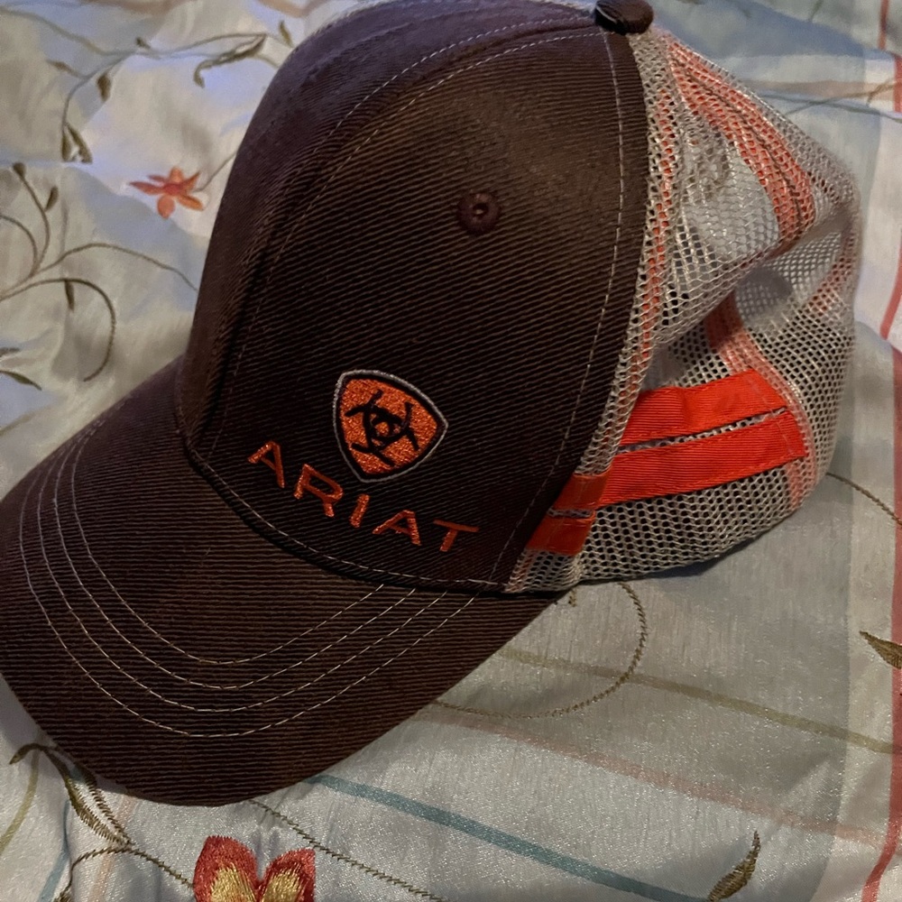 Ariat Dark Brown and Orange Trucker Hat